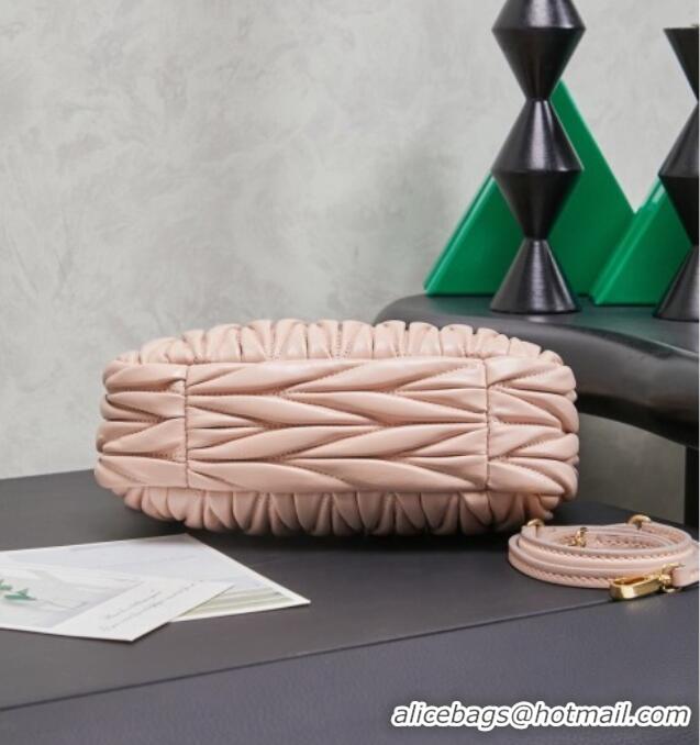 Inexpensive Miu Miu Wander Matelasse Nappa Leather Hobo Mini bag 5BC125 Nude Pink 2026