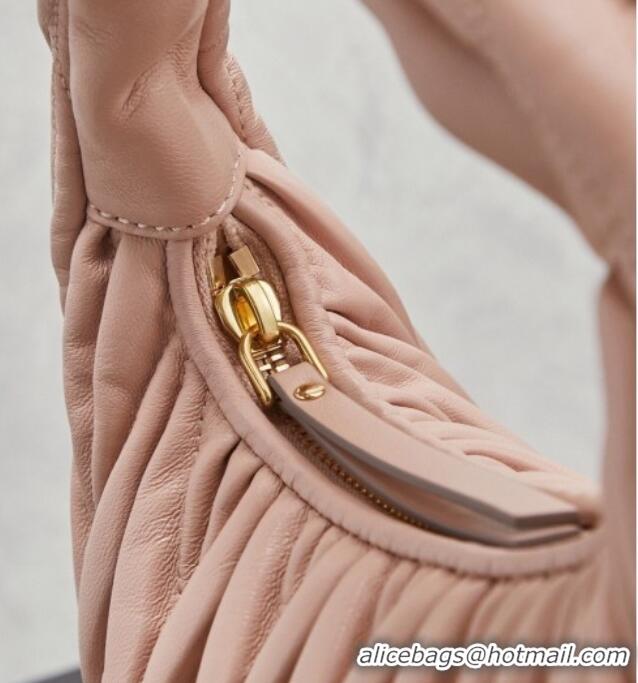 Inexpensive Miu Miu Wander Matelasse Nappa Leather Hobo Mini bag 5BC125 Nude Pink 2026