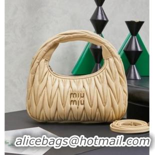 Shop Best Miu Miu Wander Matelasse Nappa Leather Hobo Mini bag 5BC125 Calendula Yellow 2026