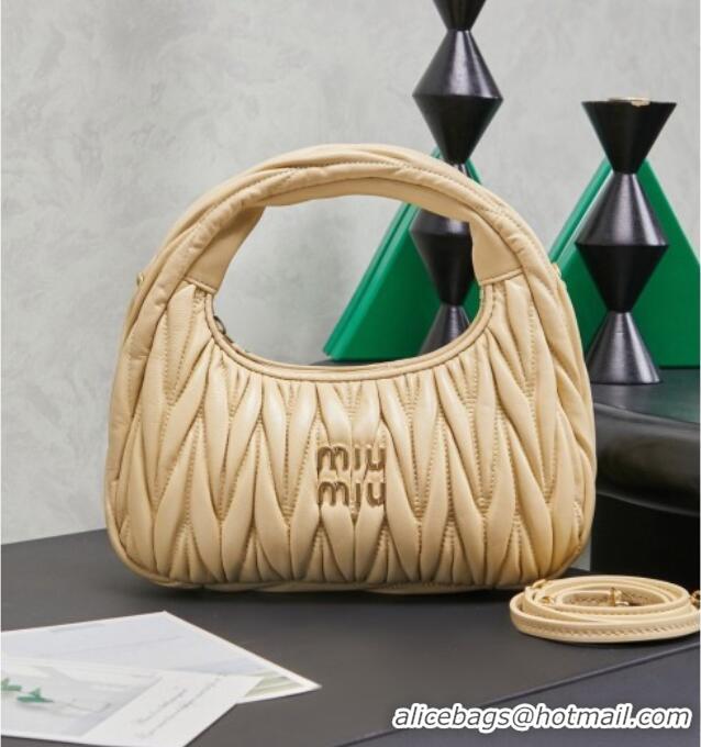Shop Best Miu Miu Wander Matelasse Nappa Leather Hobo Mini bag 5BC125 Calendula Yellow 2026