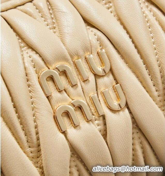 Shop Best Miu Miu Wander Matelasse Nappa Leather Hobo Mini bag 5BC125 Calendula Yellow 2026