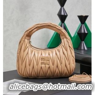 Classic Discount Miu Miu Wander Matelasse Nappa Leather Hobo Mini bag 5BC125 Sand Yellow 2026
