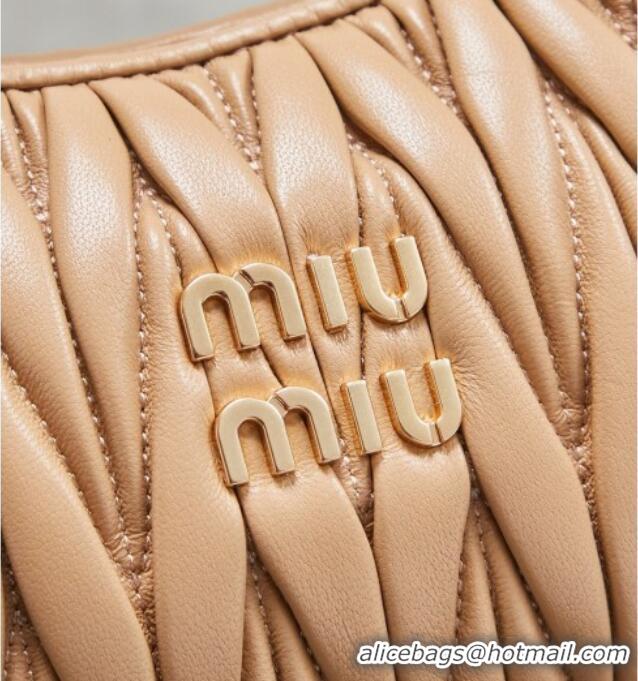 Classic Discount Miu Miu Wander Matelasse Nappa Leather Hobo Mini bag 5BC125 Sand Yellow 2026