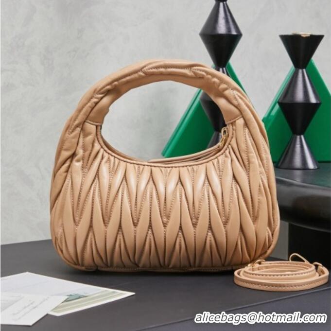 Classic Discount Miu Miu Wander Matelasse Nappa Leather Hobo Mini bag 5BC125 Sand Yellow 2026