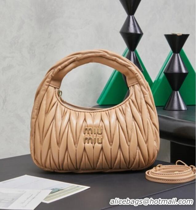 Classic Discount Miu Miu Wander Matelasse Nappa Leather Hobo Mini bag 5BC125 Sand Yellow 2026