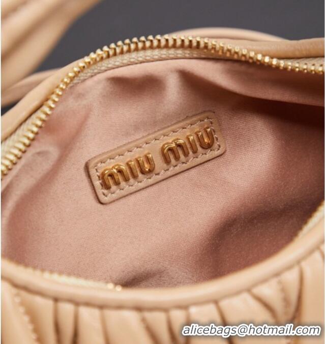 Classic Discount Miu Miu Wander Matelasse Nappa Leather Hobo Mini bag 5BC125 Sand Yellow 2026