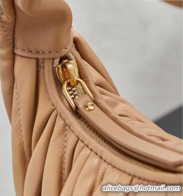 Classic Discount Miu Miu Wander Matelasse Nappa Leather Hobo Mini bag 5BC125 Sand Yellow 2026