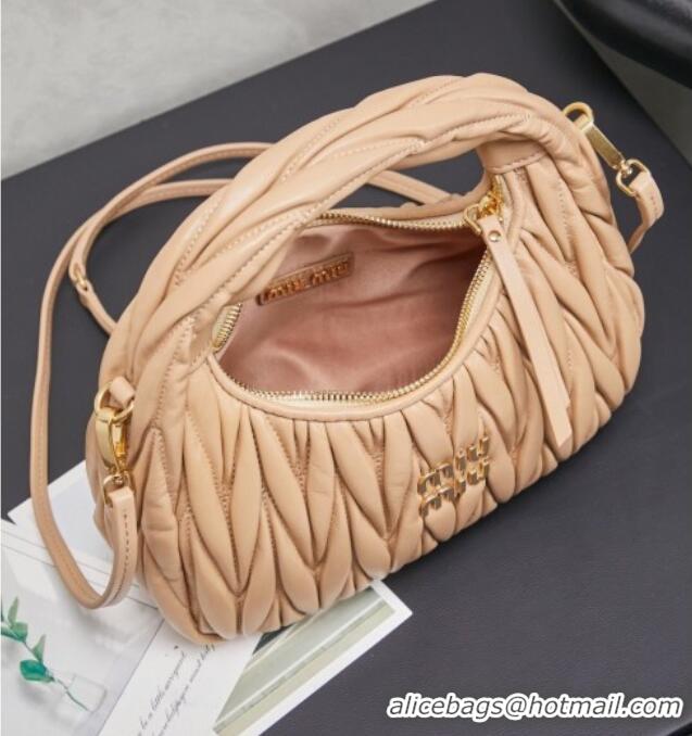 Classic Discount Miu Miu Wander Matelasse Nappa Leather Hobo Mini bag 5BC125 Sand Yellow 2026