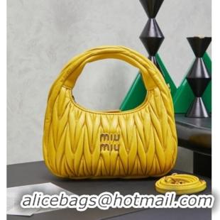 Good Taste Miu Miu Wander Matelasse Nappa Leather Hobo Mini bag 5BC125 Bright Yellow 2026