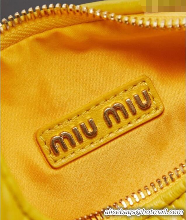 Good Taste Miu Miu Wander Matelasse Nappa Leather Hobo Mini bag 5BC125 Bright Yellow 2026