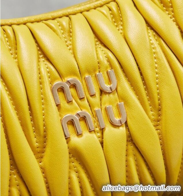 Good Taste Miu Miu Wander Matelasse Nappa Leather Hobo Mini bag 5BC125 Bright Yellow 2026