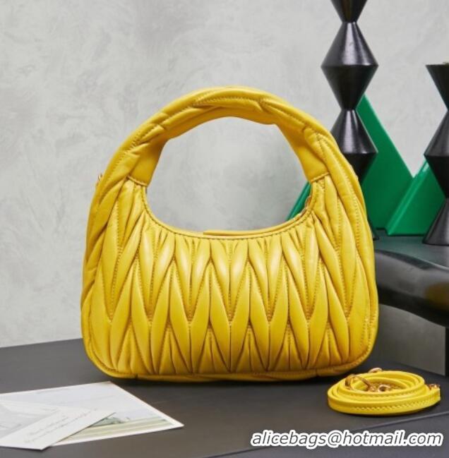 Good Taste Miu Miu Wander Matelasse Nappa Leather Hobo Mini bag 5BC125 Bright Yellow 2026