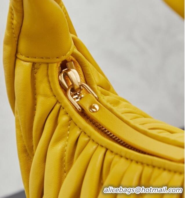 Good Taste Miu Miu Wander Matelasse Nappa Leather Hobo Mini bag 5BC125 Bright Yellow 2026