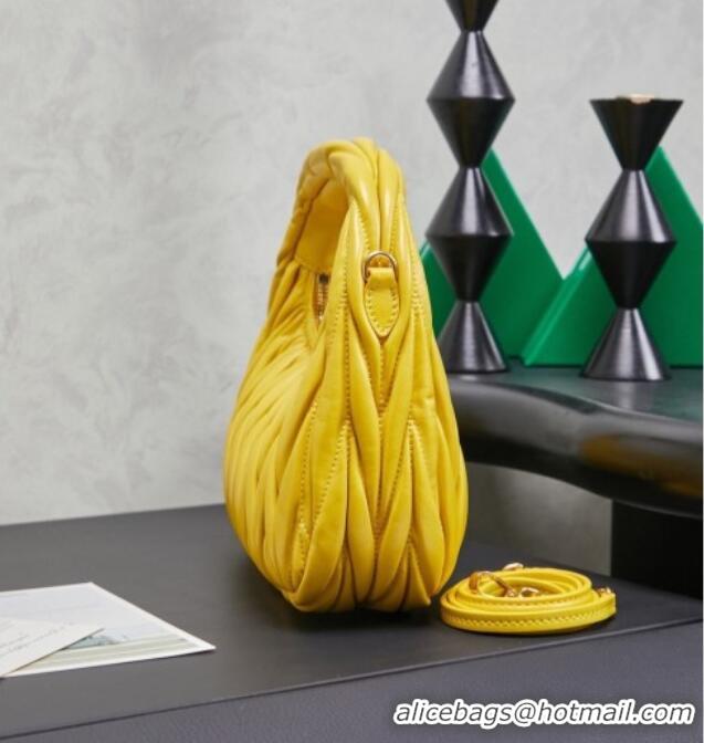 Good Taste Miu Miu Wander Matelasse Nappa Leather Hobo Mini bag 5BC125 Bright Yellow 2026