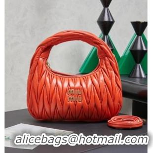 Grade Quality Miu Miu Wander Matelasse Nappa Leather Hobo Mini bag 5BC125 Orange 2026