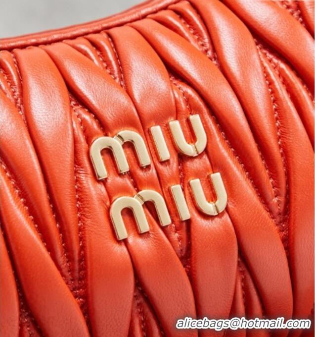 Grade Quality Miu Miu Wander Matelasse Nappa Leather Hobo Mini bag 5BC125 Orange 2026