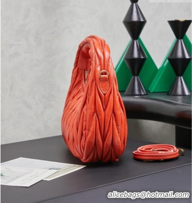 Grade Quality Miu Miu Wander Matelasse Nappa Leather Hobo Mini bag 5BC125 Orange 2026