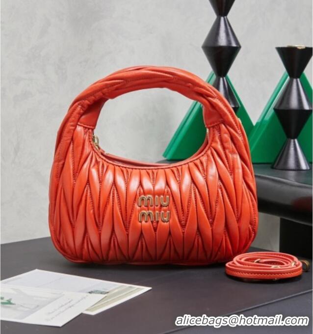 Grade Quality Miu Miu Wander Matelasse Nappa Leather Hobo Mini bag 5BC125 Orange 2026