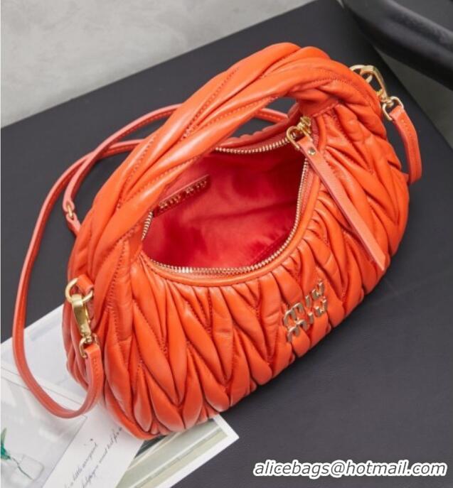 Grade Quality Miu Miu Wander Matelasse Nappa Leather Hobo Mini bag 5BC125 Orange 2026