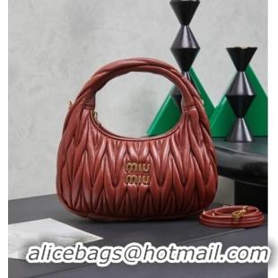 Promotional Miu Miu Wander Matelasse Nappa Leather Hobo Mini bag 5BC125 Rouge Red 2026