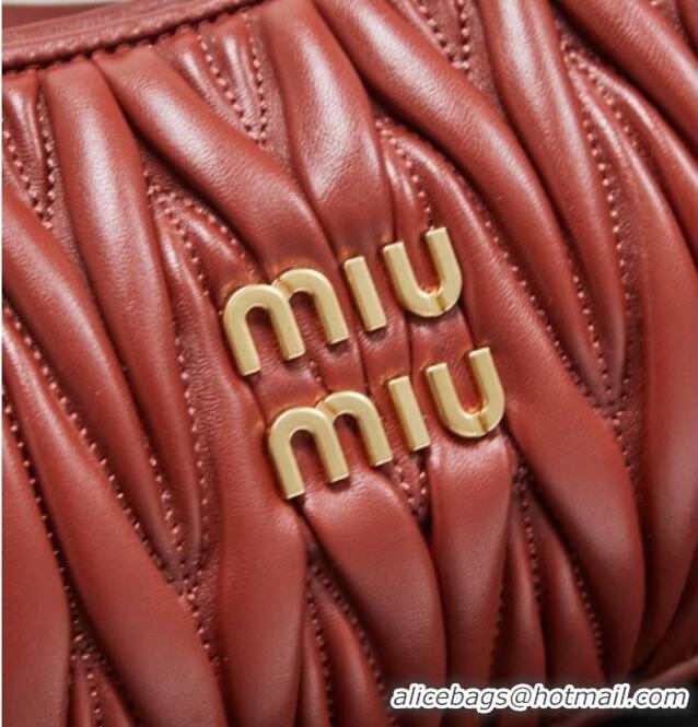 Promotional Miu Miu Wander Matelasse Nappa Leather Hobo Mini bag 5BC125 Rouge Red 2026