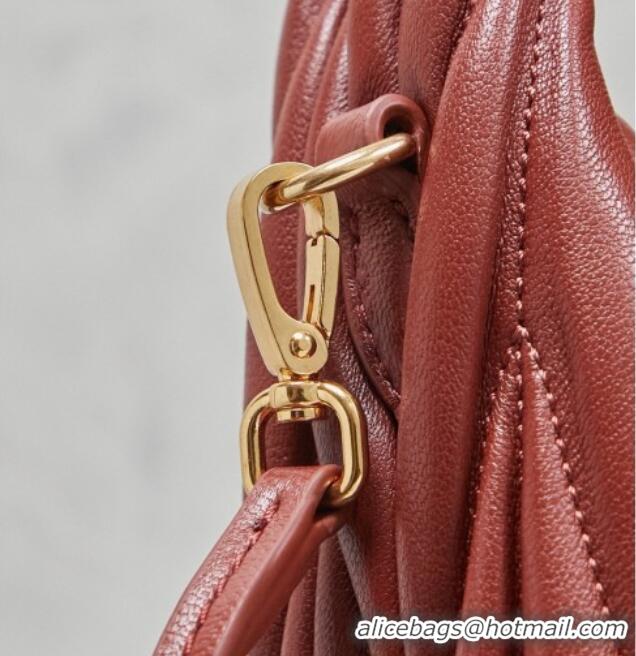 Promotional Miu Miu Wander Matelasse Nappa Leather Hobo Mini bag 5BC125 Rouge Red 2026