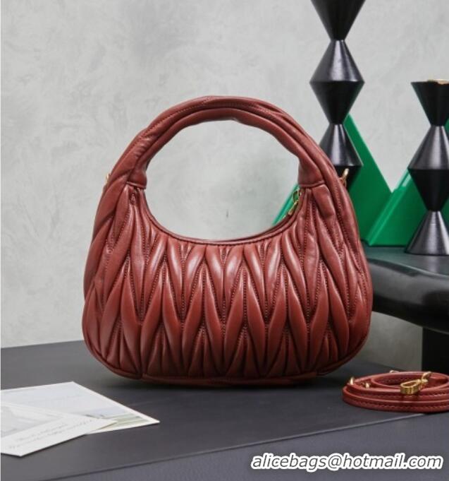 Promotional Miu Miu Wander Matelasse Nappa Leather Hobo Mini bag 5BC125 Rouge Red 2026