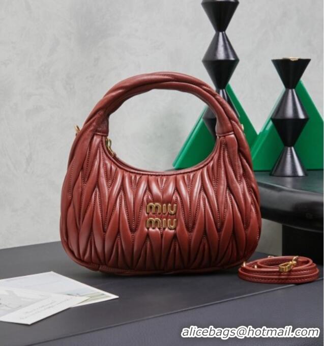 Promotional Miu Miu Wander Matelasse Nappa Leather Hobo Mini bag 5BC125 Rouge Red 2026