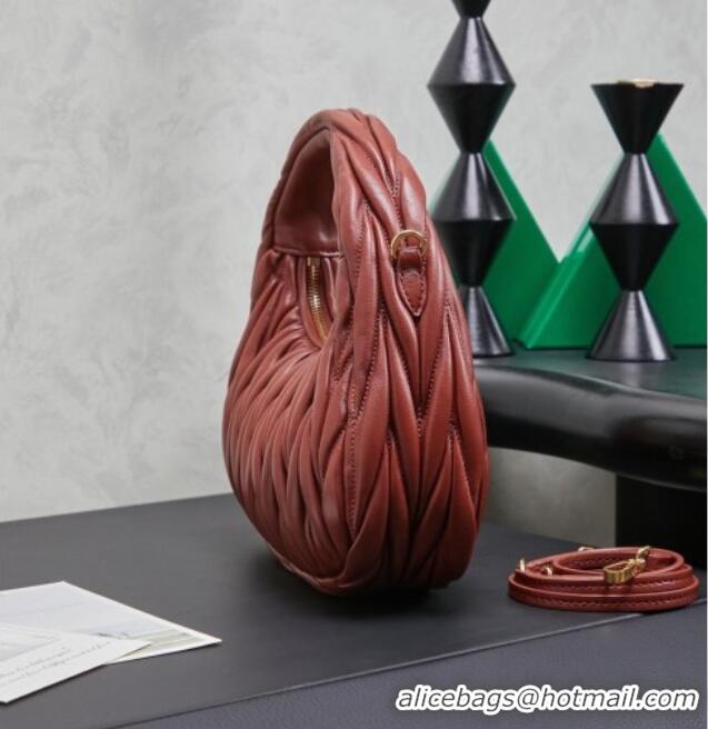 Promotional Miu Miu Wander Matelasse Nappa Leather Hobo Mini bag 5BC125 Rouge Red 2026