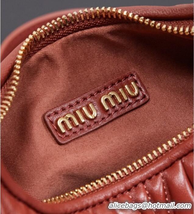 Promotional Miu Miu Wander Matelasse Nappa Leather Hobo Mini bag 5BC125 Rouge Red 2026