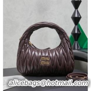 Luxury Cheap Miu Miu Wander Matelasse Nappa Leather Hobo Mini bag 5BC125 Briar 2026