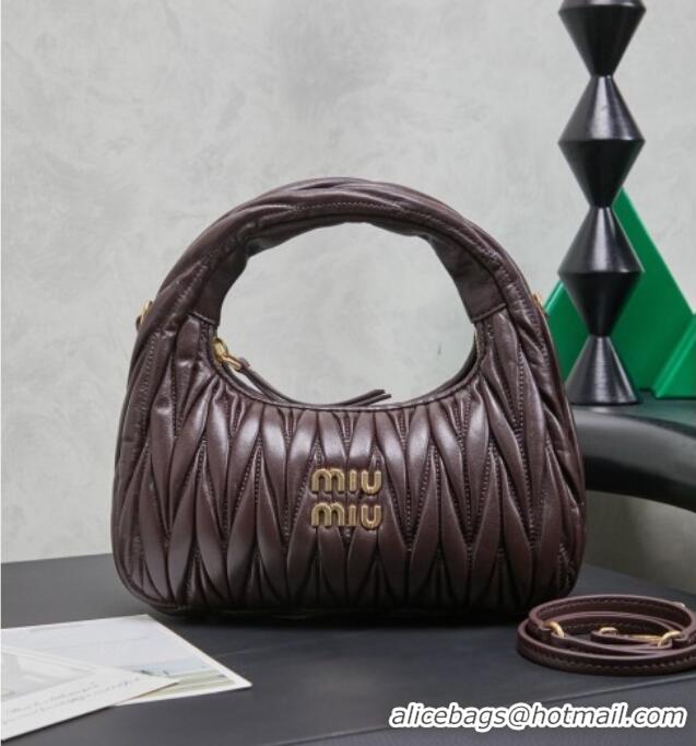 Luxury Cheap Miu Miu Wander Matelasse Nappa Leather Hobo Mini bag 5BC125 Briar 2026