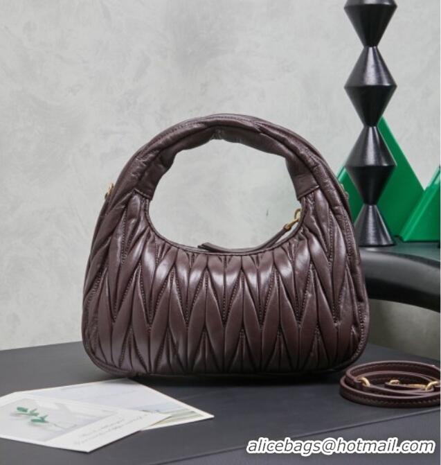 Luxury Cheap Miu Miu Wander Matelasse Nappa Leather Hobo Mini bag 5BC125 Briar 2026