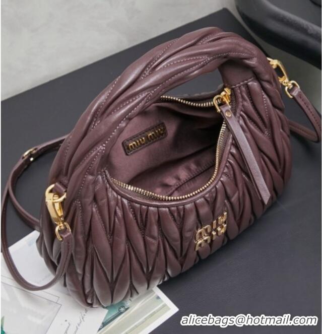 Luxury Cheap Miu Miu Wander Matelasse Nappa Leather Hobo Mini bag 5BC125 Briar 2026