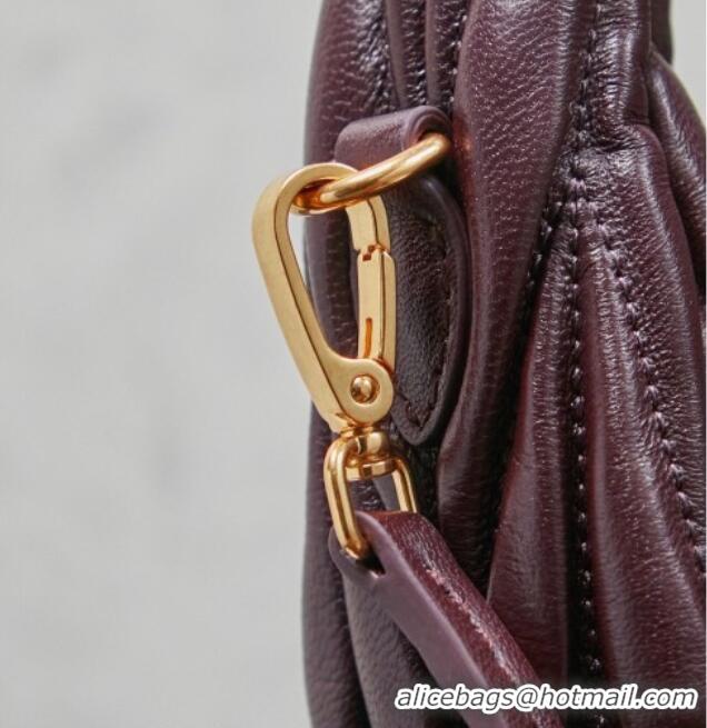 Top Design Miu Miu Wander Matelasse Nappa Leather Hobo Mini bag 5BC125 Burgundy 2026