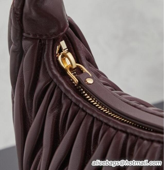 Top Design Miu Miu Wander Matelasse Nappa Leather Hobo Mini bag 5BC125 Burgundy 2026