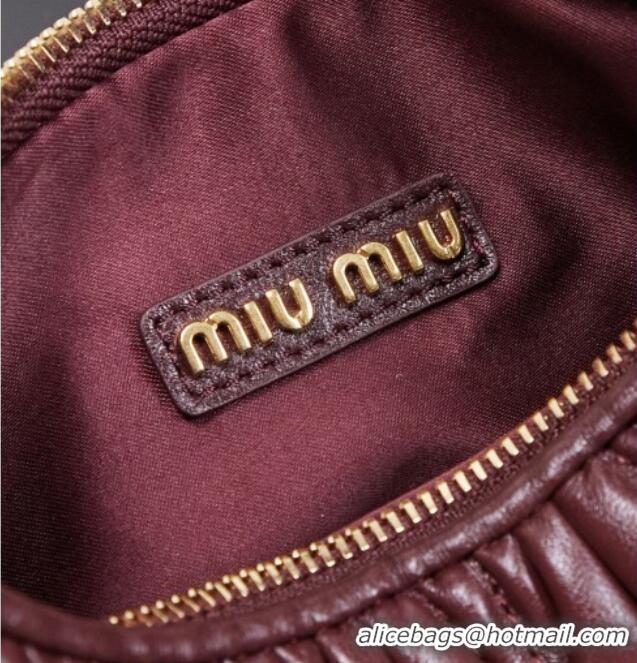 Top Design Miu Miu Wander Matelasse Nappa Leather Hobo Mini bag 5BC125 Burgundy 2026