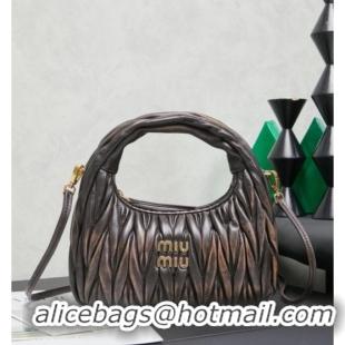 Top Grade Miu Miu Wander Matelasse Nappa Leather Hobo Mini bag 5BC125 Vintage Brown 2026