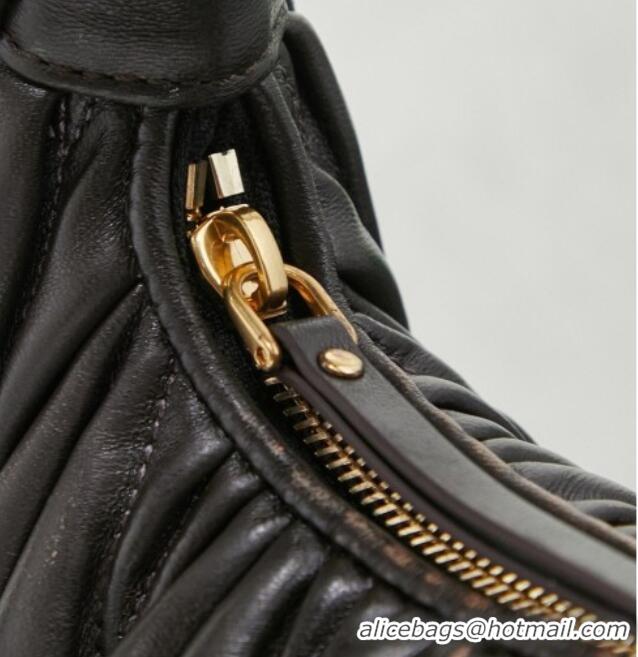 Top Grade Miu Miu Wander Matelasse Nappa Leather Hobo Mini bag 5BC125 Vintage Brown 2026
