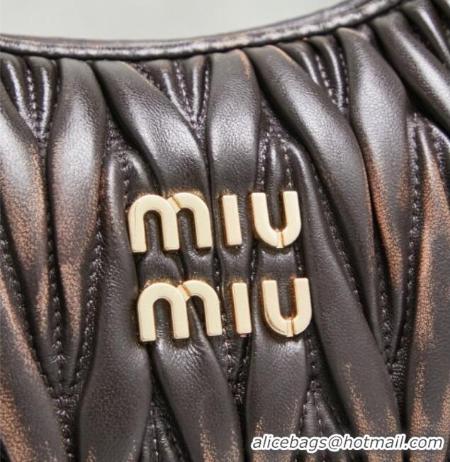 Top Grade Miu Miu Wander Matelasse Nappa Leather Hobo Mini bag 5BC125 Vintage Brown 2026
