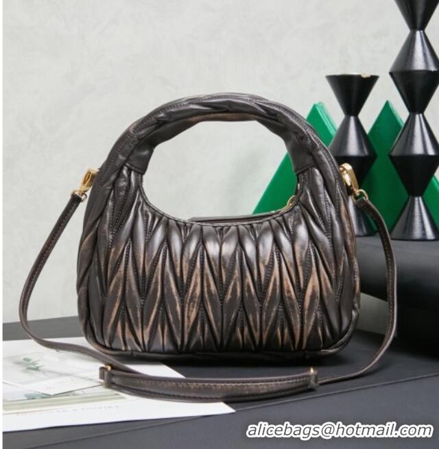 Top Grade Miu Miu Wander Matelasse Nappa Leather Hobo Mini bag 5BC125 Vintage Brown 2026