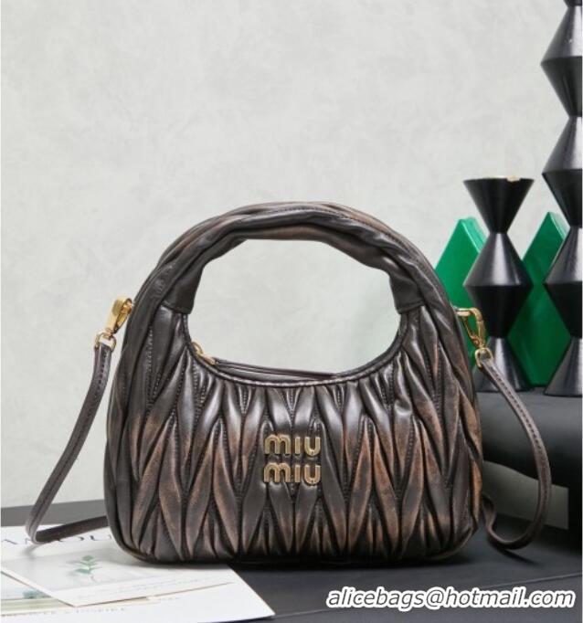 Top Grade Miu Miu Wander Matelasse Nappa Leather Hobo Mini bag 5BC125 Vintage Brown 2026