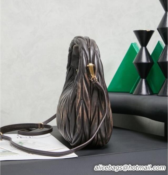 Top Grade Miu Miu Wander Matelasse Nappa Leather Hobo Mini bag 5BC125 Vintage Brown 2026