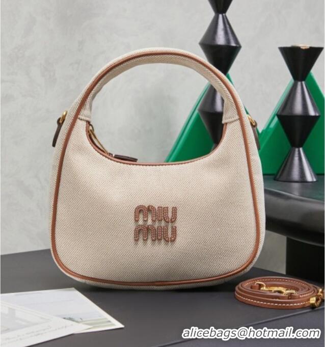 Good Cheapest Miu Miu Wander Fabric Hobo Mini bag 5BC125 Apricot 2026