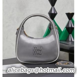 New Design Miu Miu Wander Calf Leather Hobo Mini bag 5BC125 Grey 2026