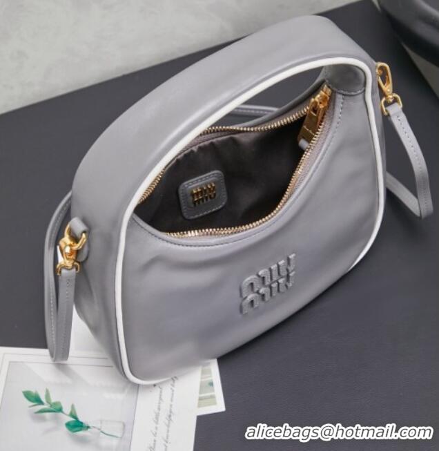 New Design Miu Miu Wander Calf Leather Hobo Mini bag 5BC125 Grey 2026