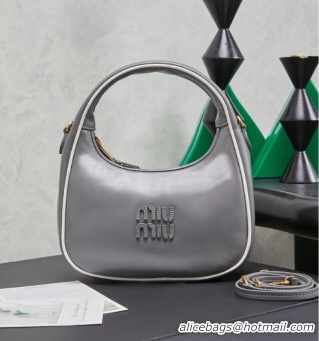 New Design Miu Miu Wander Calf Leather Hobo Mini bag 5BC125 Grey 2026