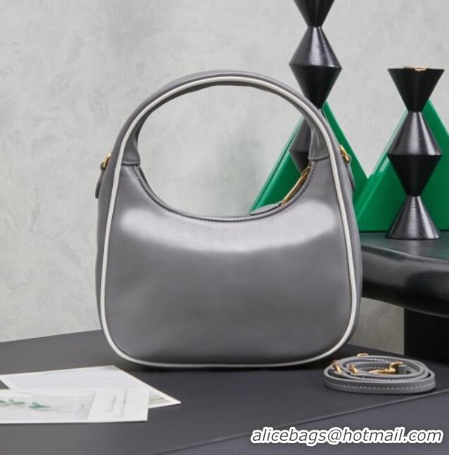 New Design Miu Miu Wander Calf Leather Hobo Mini bag 5BC125 Grey 2026