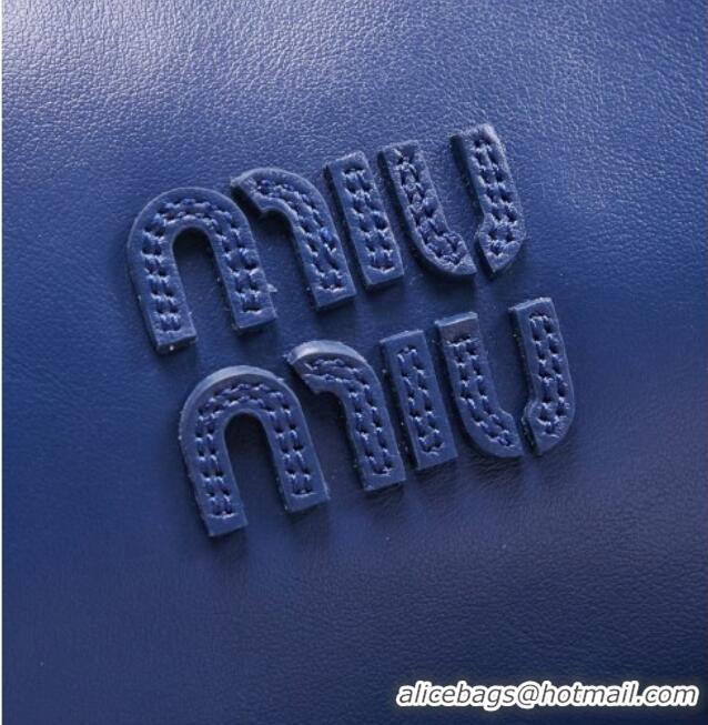 Original Cheap Miu Miu Wander Calf Leather Hobo Mini bag 5BC125 Blue 2026