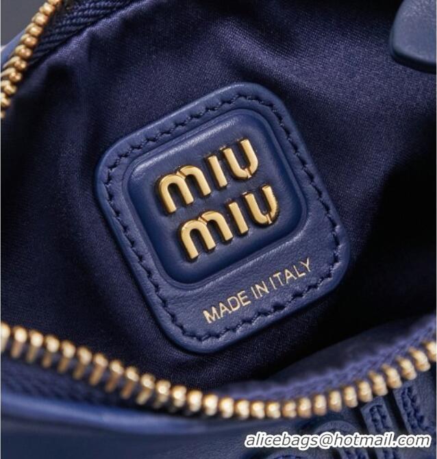 Original Cheap Miu Miu Wander Calf Leather Hobo Mini bag 5BC125 Blue 2026